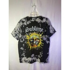 Y2K ALT Sublime Sun Face Tie Dye T Shirt Black White Size Medium
